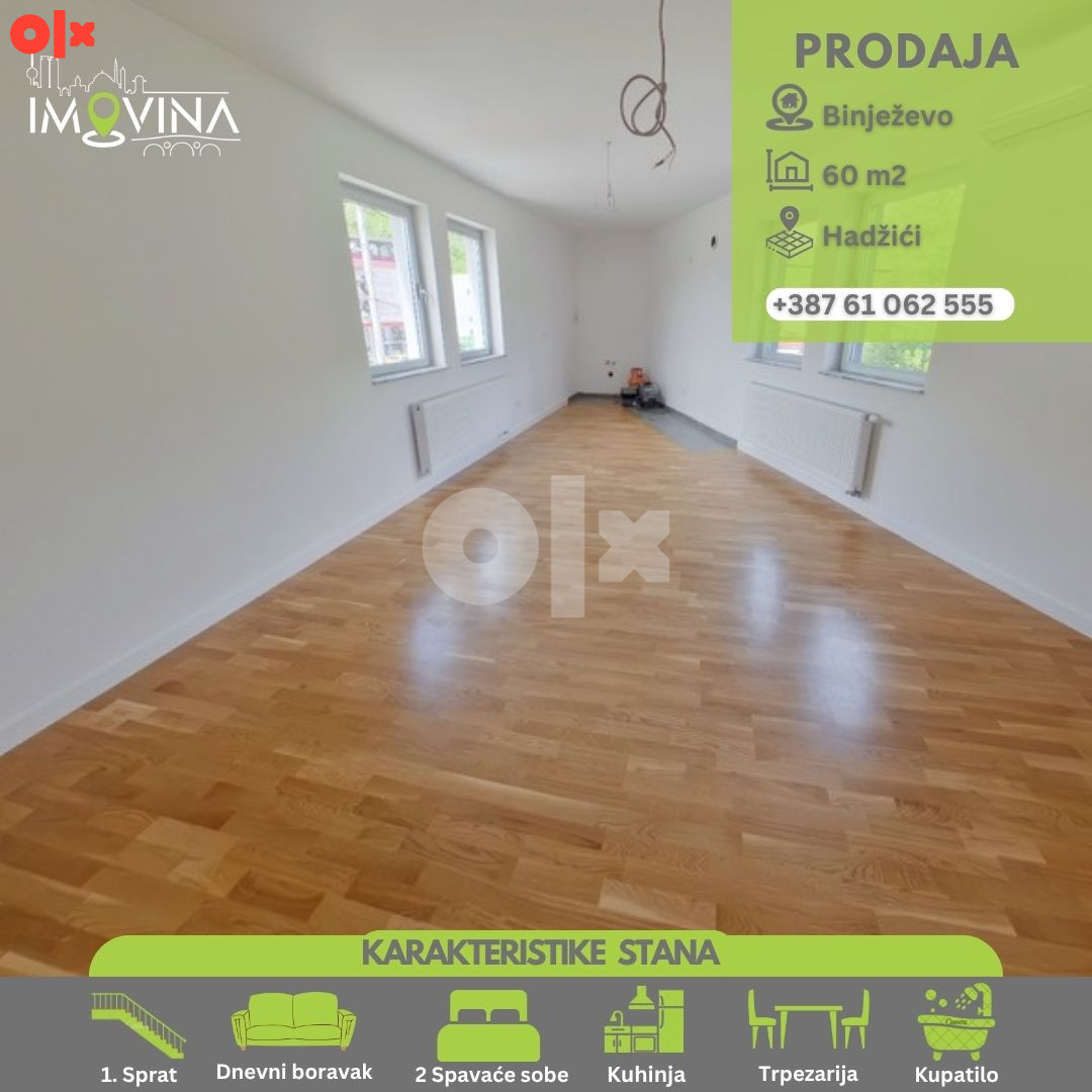 100952 Trosoban stan u novogradnji 60m2, Hadžići
