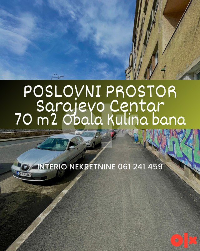 Poslovni prostor 70 m2 Sarajevo Centar Obala Kulina bana