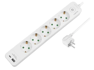 LogiLink Produžni kabl sa zaštitom 5 utičnice, 1X USB- A