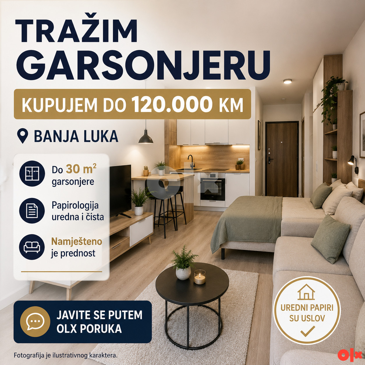 Tražim garsonjeru za kupovinu do 120.000 KM