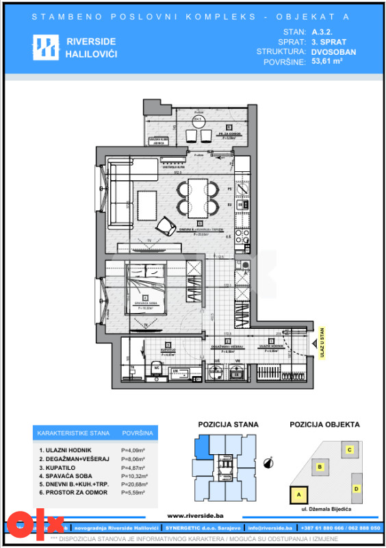 Riverside Sarajevo / dvosoban stan 53.61m2 U IZGRADNJI 3