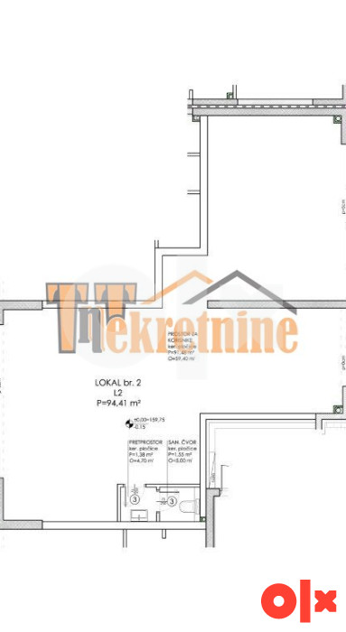Poslovni prostor 94,41 m2 - Podnožje Starčevice 2