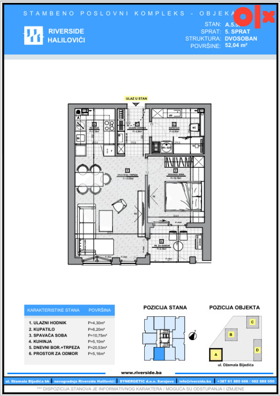 Riverside Sarajevo / dvosoban stan 52.04m2 U IZGRADNJI 17