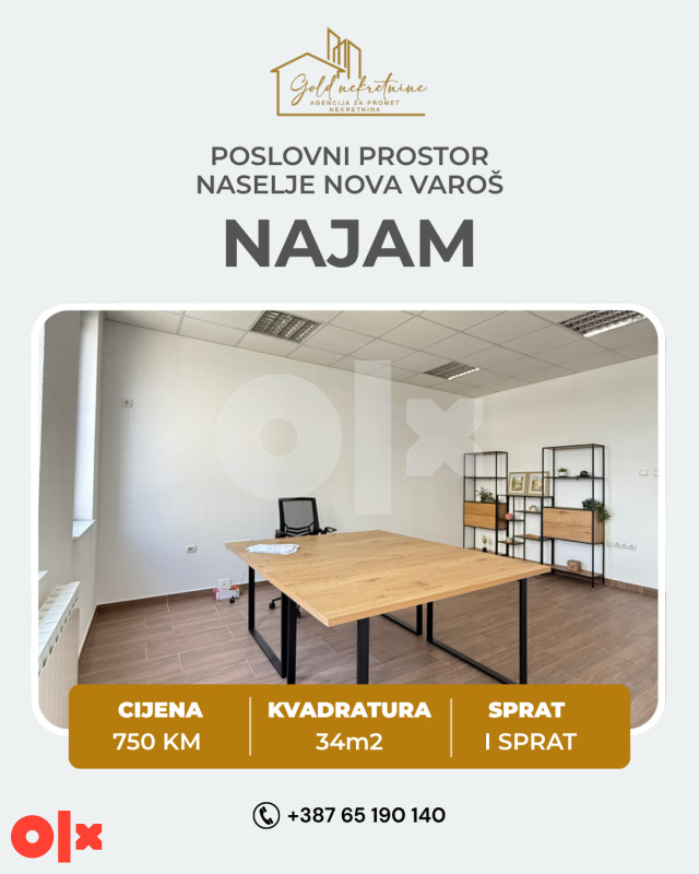 Iznajmljujemo poslovni prostor 34m2, Nova Varoš