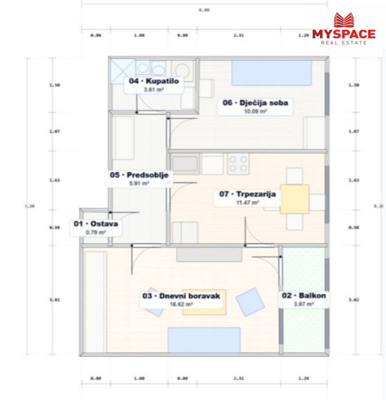 MY SPACE/ Stan/ Dobrinja/ NAMJESTEN/ 47 m2 photo 2
