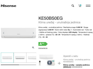 Klima Hisense 18-KA Hi Comfort KE50 -20 GRIJAČ VANJSKE