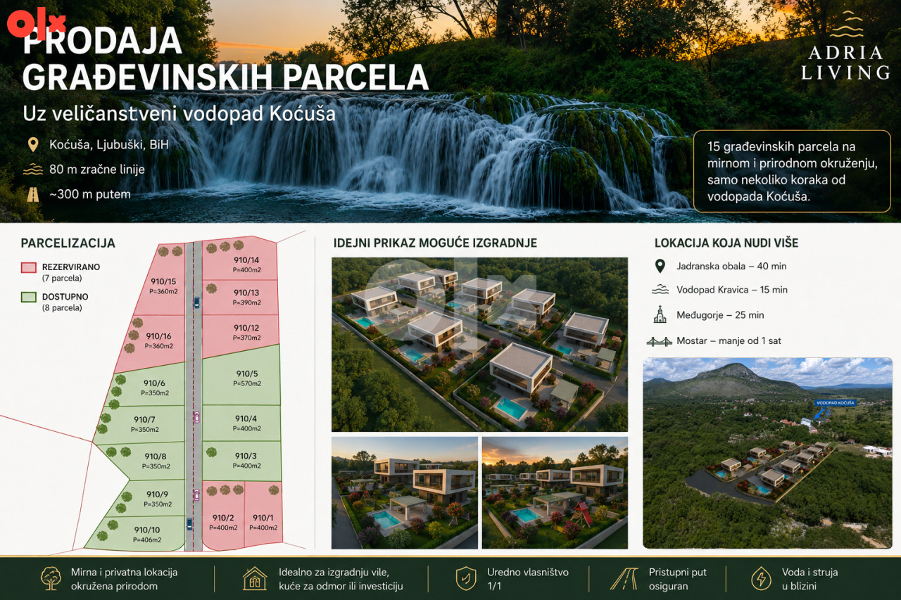 Ljubuški / Vodopad Koćuša/ Građevinsko zemljište