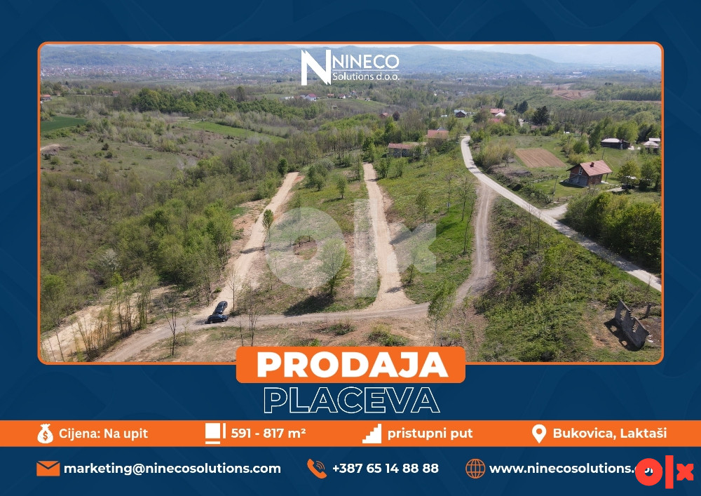 PLACEVI - BUKOVICA - LAKTAŠI - OD 500 DO 800 m2