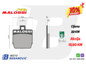 MALOSSI disk pločice Yamaha, MBK, Malaguti zadnje