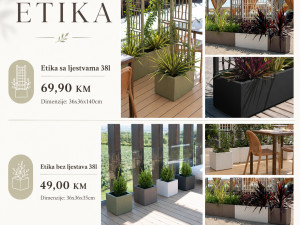 Pravougaona kutija za cvijeće sa ljestvama ETHICA 80L