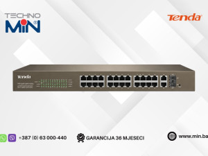 Tenda 24-Port 10/100Mbps + 2-Port Gigabit Smart PoE Switch 440W