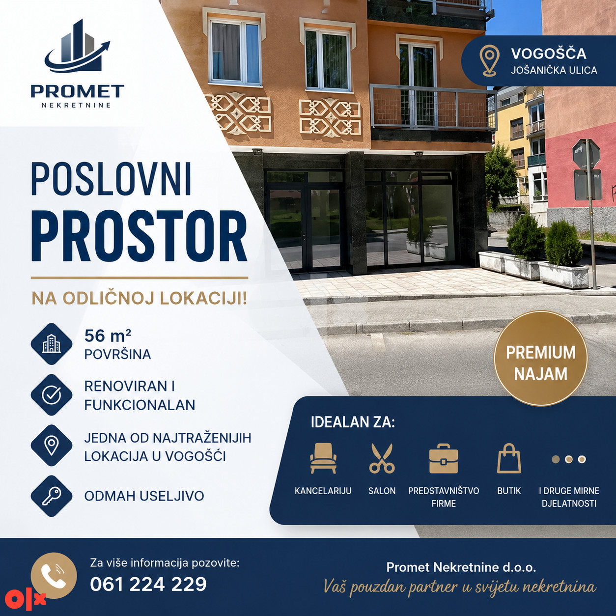 PN/ POSLOVNI PROSTOR VOGOSCA - IZDAVANJE/ 56m2