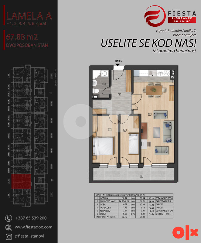Stan Istočno Sarajevo 68m2