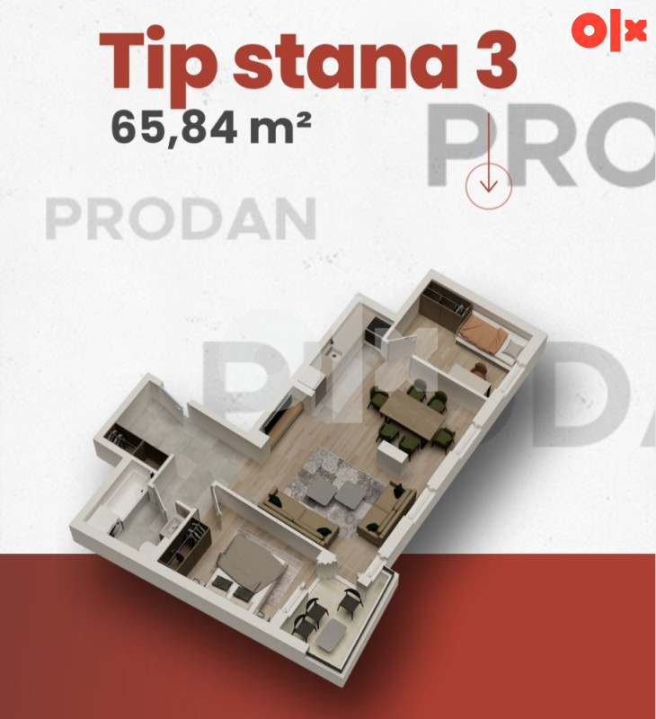 USKORO USELJIV STAN U CENTRU BL, 66m2 2