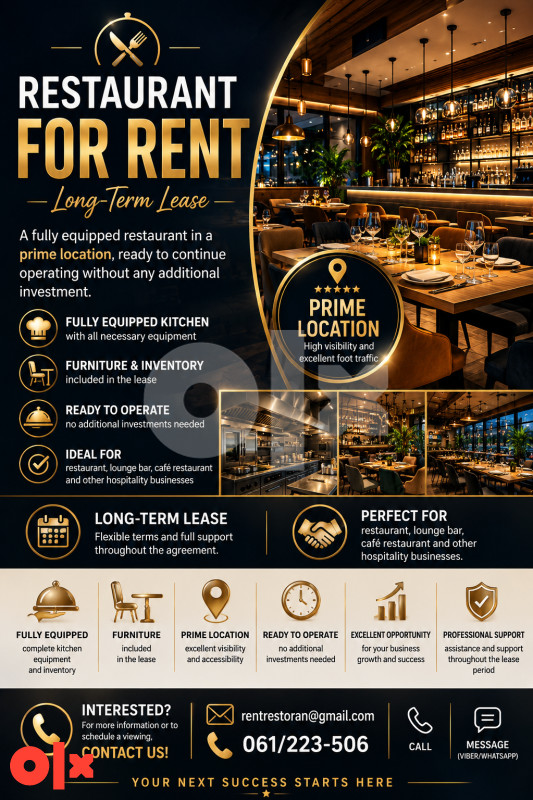 Restaurant Space for Rent / Moderno uređen restoran za izdavanje 2