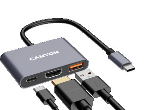 CANYON hub DS-4 3in1 USB-C Grey