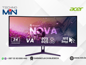 Gaming Monitor Acer Nitro XZ340CUR W0 34" Curved VA, UWQHD, 165Hz