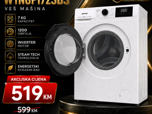 AKCIJA! Gorenje W1NGPI72SBS 7KG Inverter 1200 Obrt 5 Godina Garan