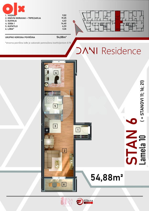 Stan Istočno Sarajevo 54.88m2