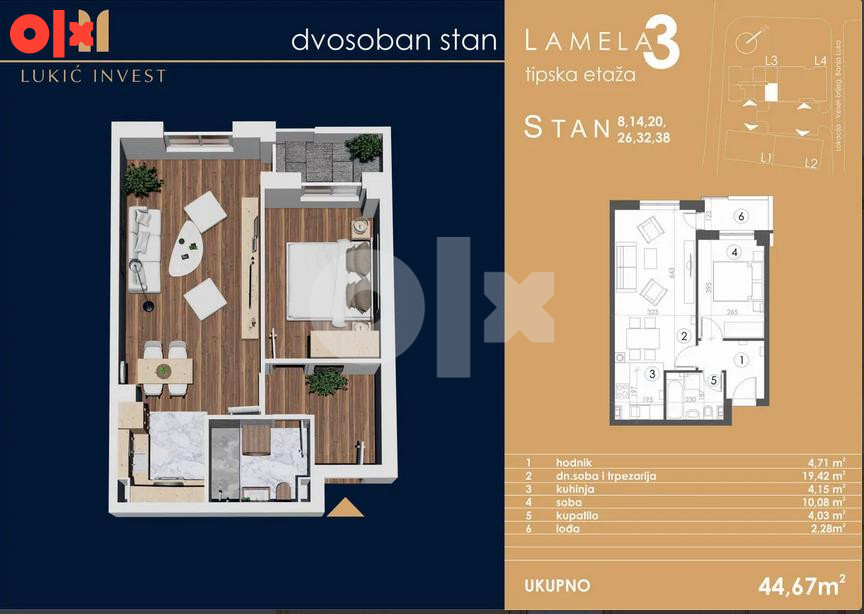 Stan Banja Luka 44.67m2