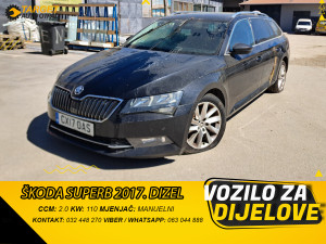DIJELOVI SKODA SUPERB 2.0 DIZEL 2017. MJENJAC MOTOR CRLB