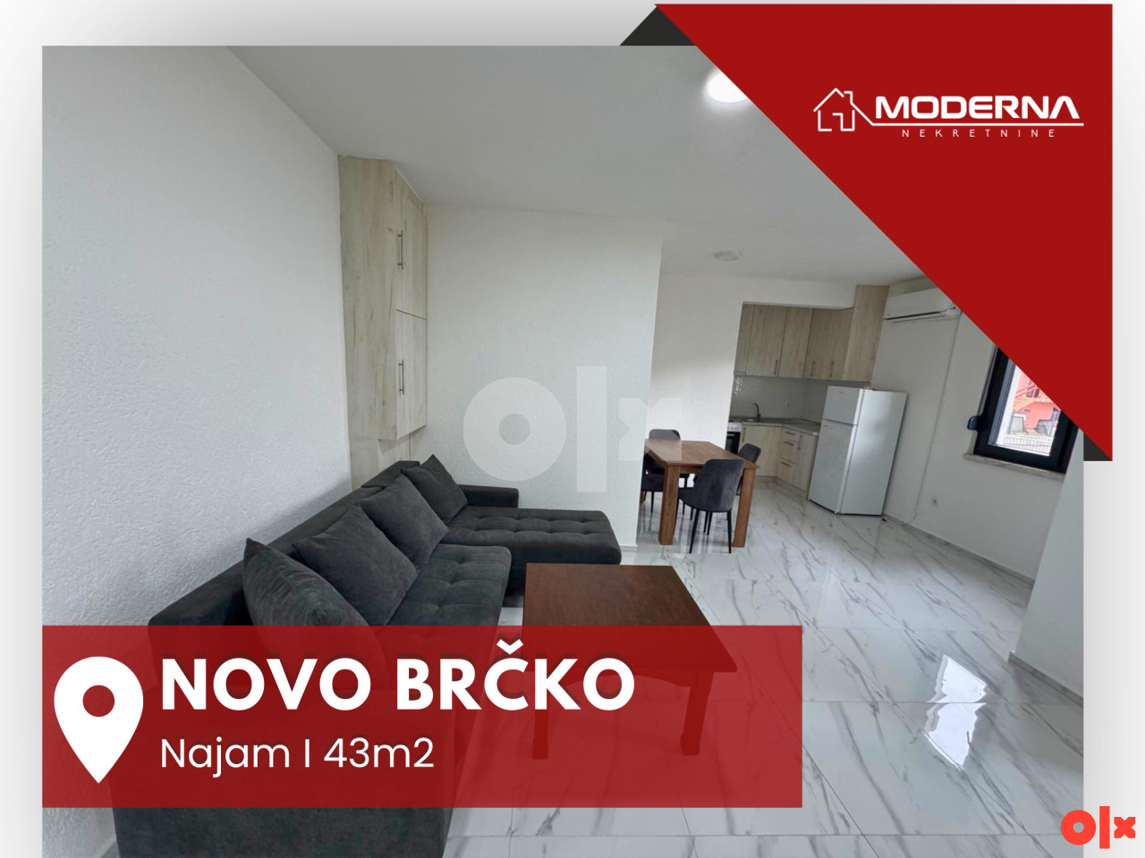 MODERNA Iznajmljuje : Stan u novogradnji, 43m2, Novo Brčko