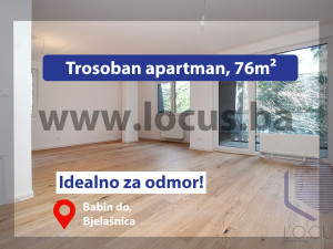 LOCUS: NOVOGRADNJA! Trosobni dvoetažni apartman, Bjelašnica