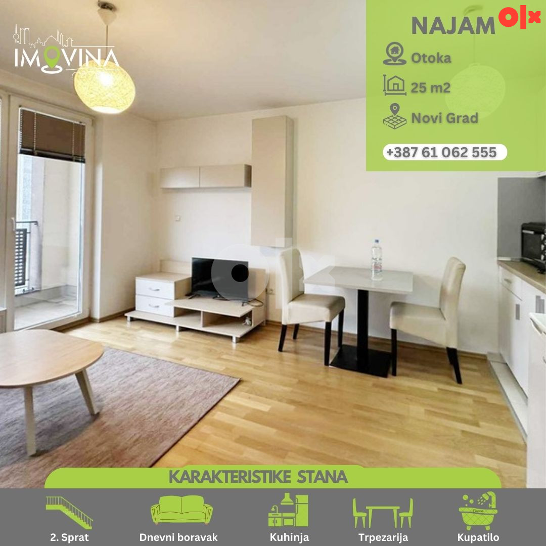 100927 Garsonjera za najam 25m2, naselje Miljacka