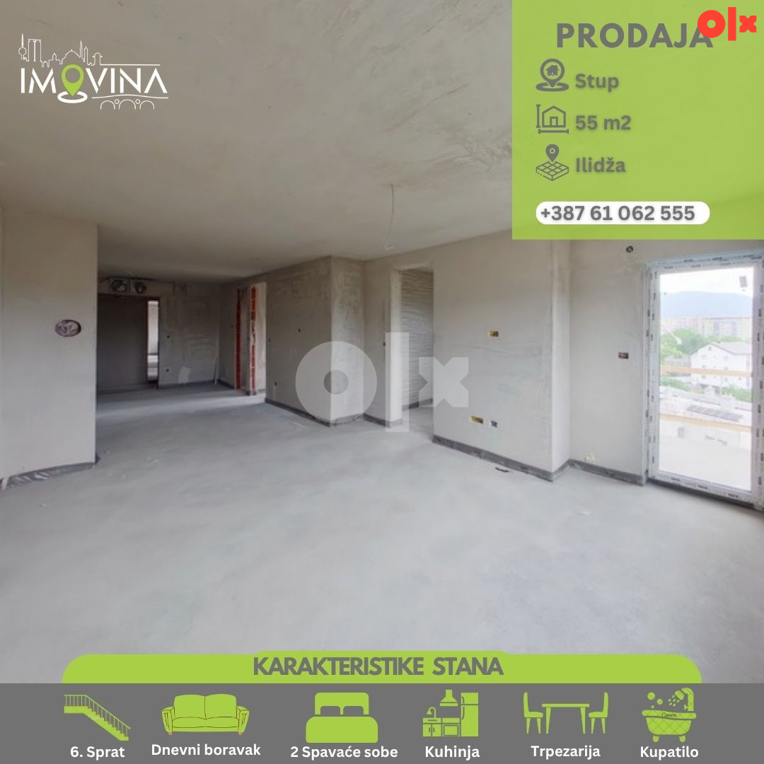 100953 Novogradnja-Trosoban stan 55m2, Stup