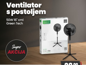 Ventilator 50W 40 cm Green Tech bijeli i crni