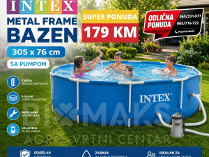 Bazen INTEX Metal Frame 305x76cm SA FILTER PUMPOM