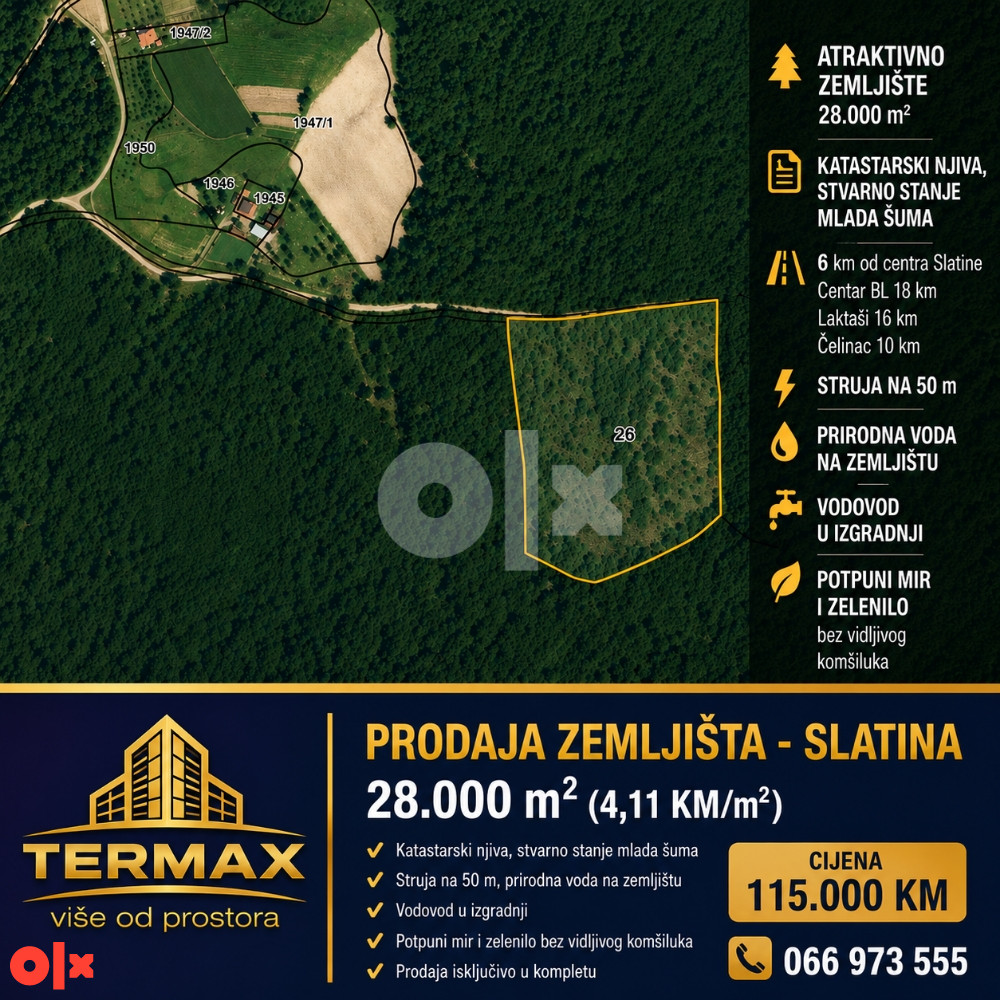 Zemljište 28.000 m2 SLATINA (Babića brdo - Štrbe)