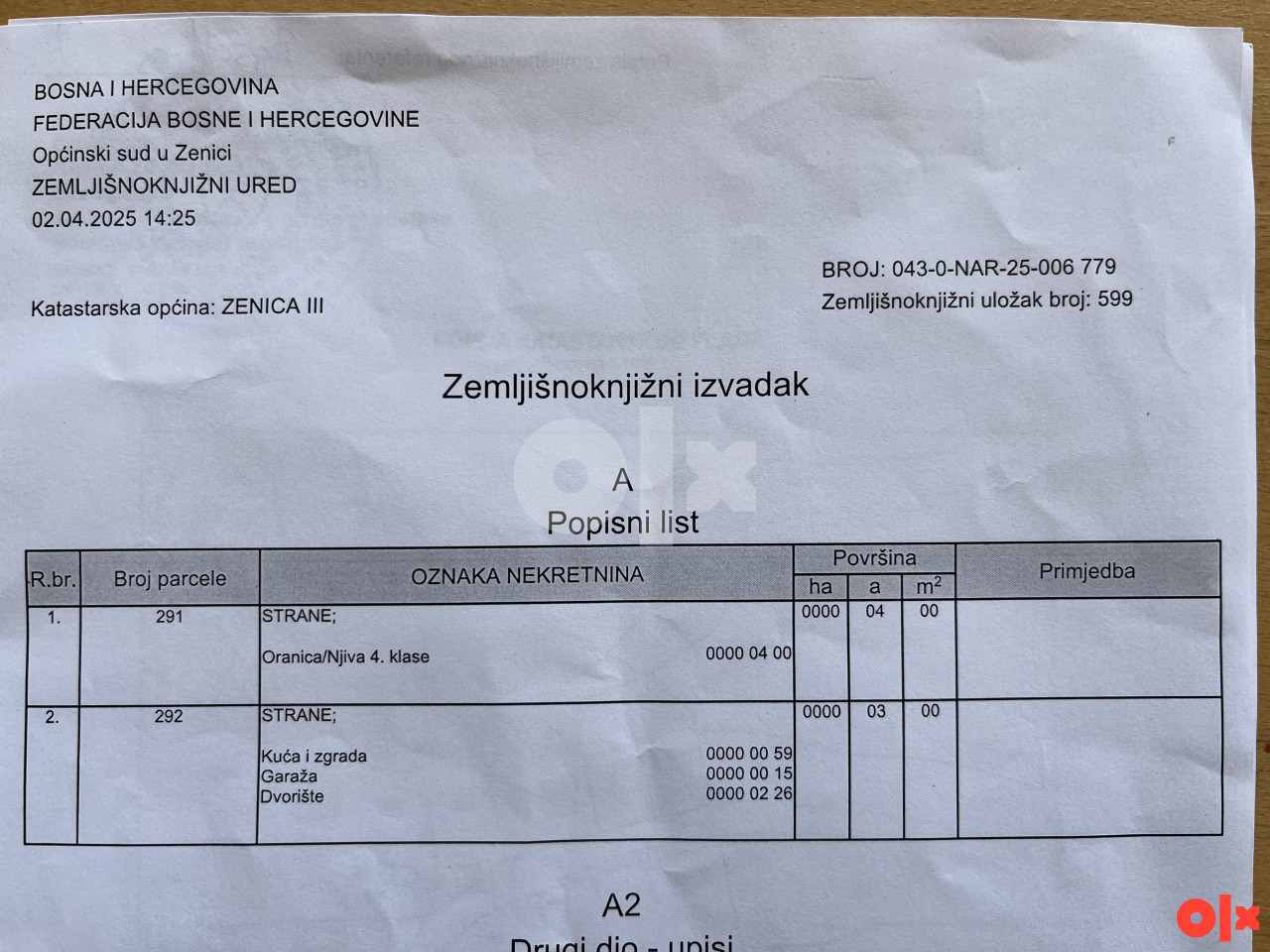 Zemljište Zenica 700m2 i kuća, GRADSKA ZONA, LOKACIJA 2