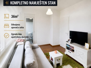 Stan 36 m2, namjesten, upotrebna dozvola, Borik