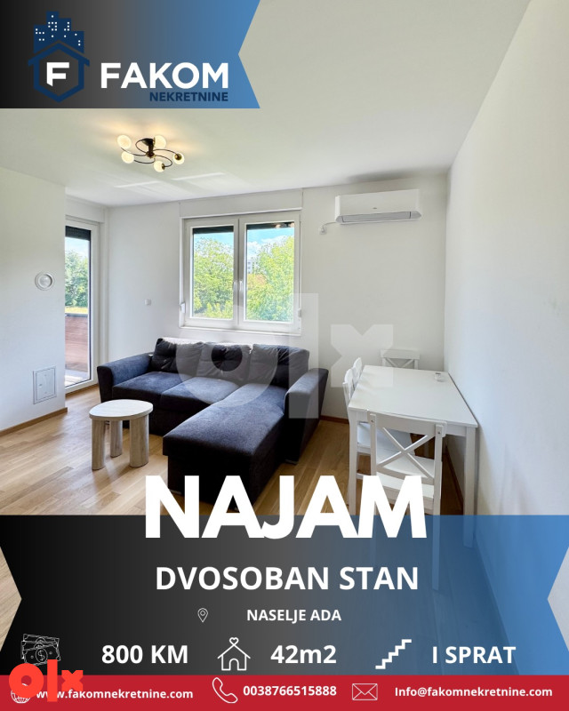 Iznajmljuje se moderan dvosoban stan sa garažnim mjestom