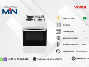 VIVAX HOME električni šporet FC-22502 WH, 50 cm, 4 ringle, Bijela