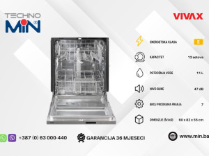 VIVAX HOME mašina za pranje suđa, 13 kompleta, 7 programa, Inox