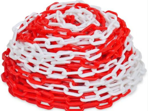 LANAC PLASTICNI PREPLETEN DUGI BIJELI/CRVENI 8mm,25M (M)