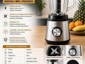 KUMTEL HTB-05 Blender 800W Staklena Posuda 1.5L 2 Brzine + Pulse