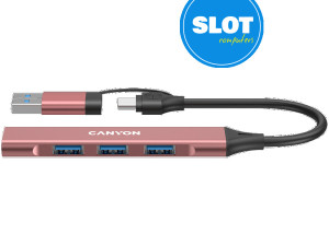 CANYON hub DS-02 4in1 USB-A/C Pink