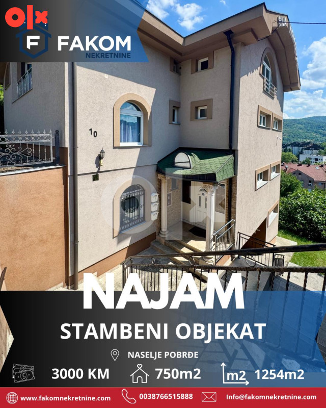 Iznajmljuje se stambeni objekat, naselje Pobrđe