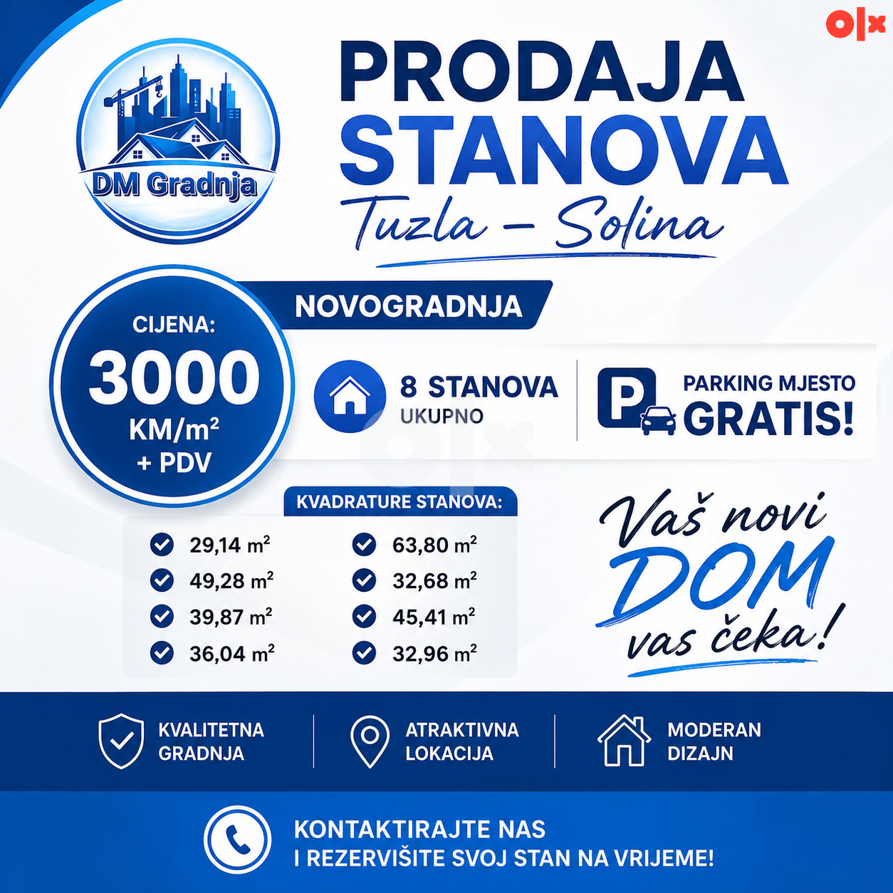 Novogradnja Solina Stanovi 29-65m2+parking gratis