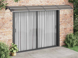 Nadstresnica za vrata crna 400 x 100 cm polikarbonatna 153602