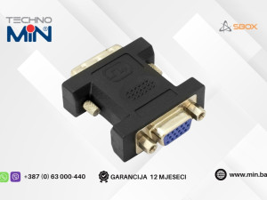 SBOX adapter DVI (24+5) Muški na VGA Ženski, Crni