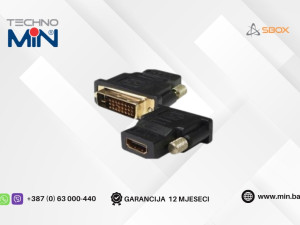 SBOX adapter DVI (24+1) Muški na HDMI Ženski, Crni