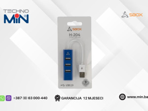 SBOX USB HUB H-204 4 portni USB 2.0, Plavi