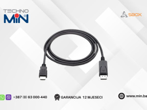 SBOX kabal Displayport na HDMI M/M 2m, Crni
