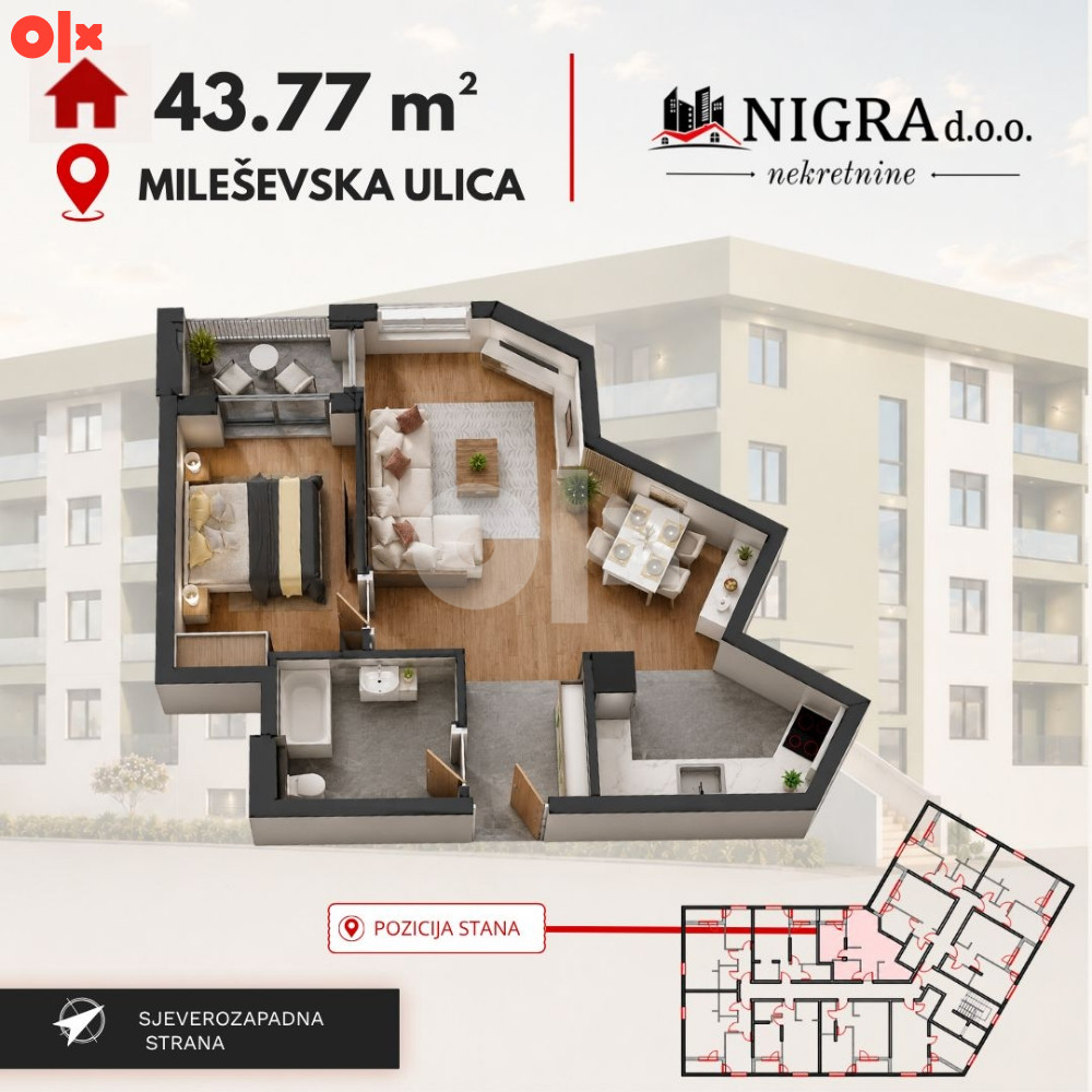 Jednosobni stanovi od 39 do 45m2 5
