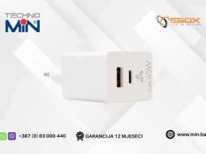 SBOX USB Kućni punjač GaN 45W USB-A/USB-C HC-45, White