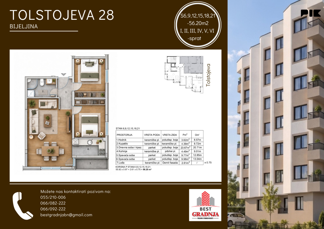 Stan Bijeljina 56.20m2